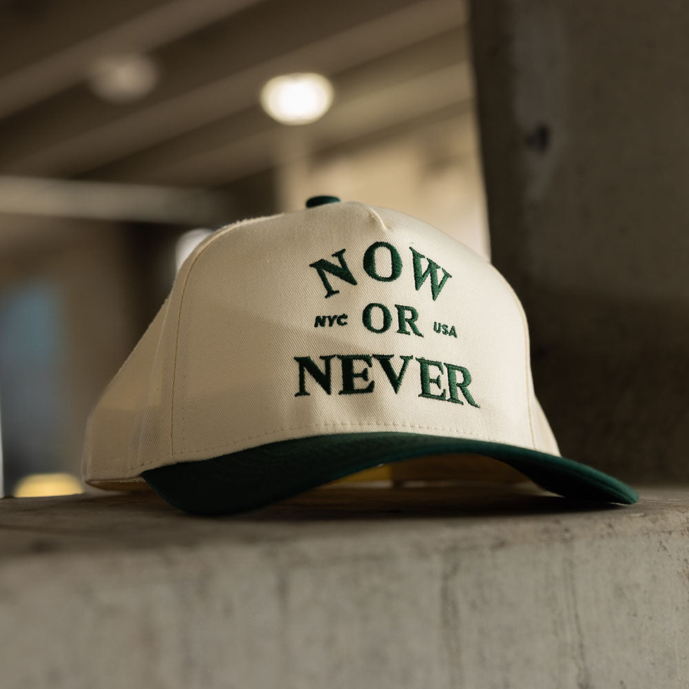 5-Panel Structured Snapback (Cream/Green)