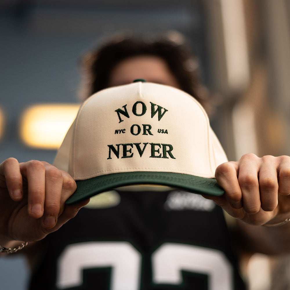 5-Panel Structured Snapback (Cream/Green)