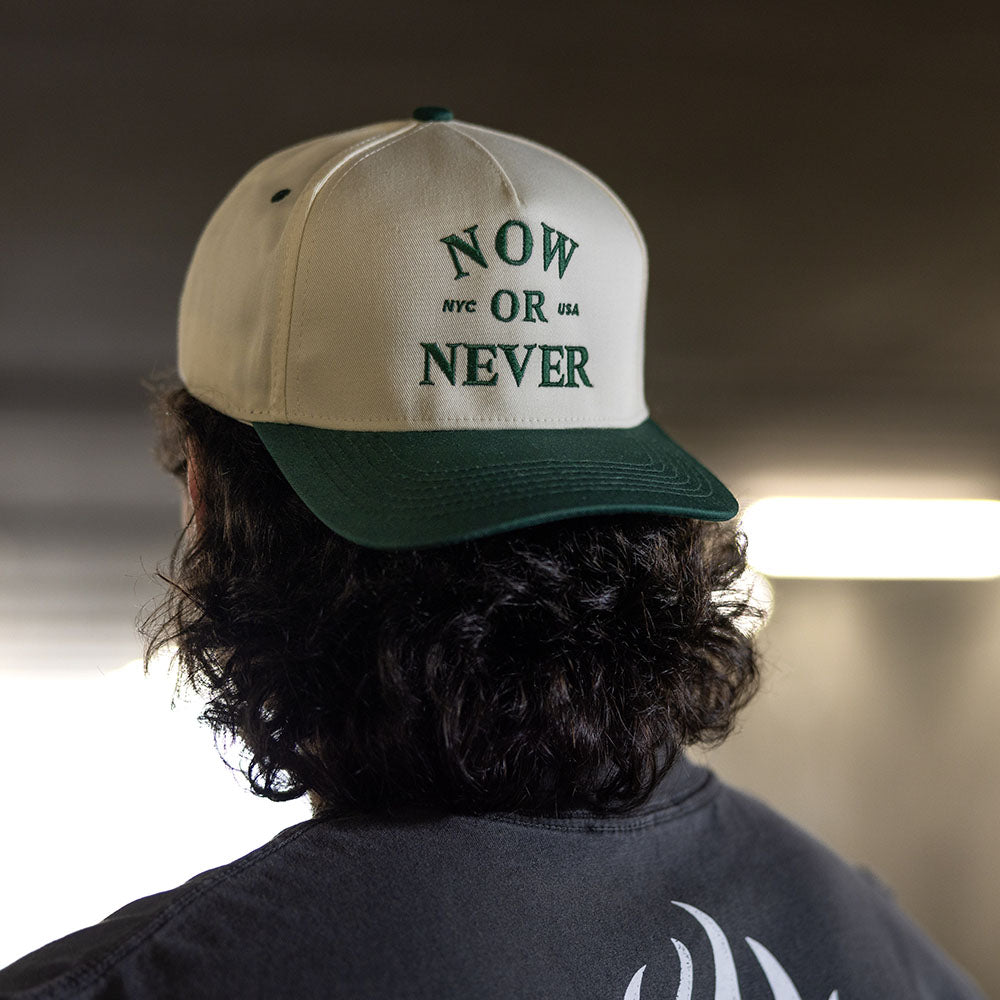 5-Panel Structured Snapback (Cream/Green)