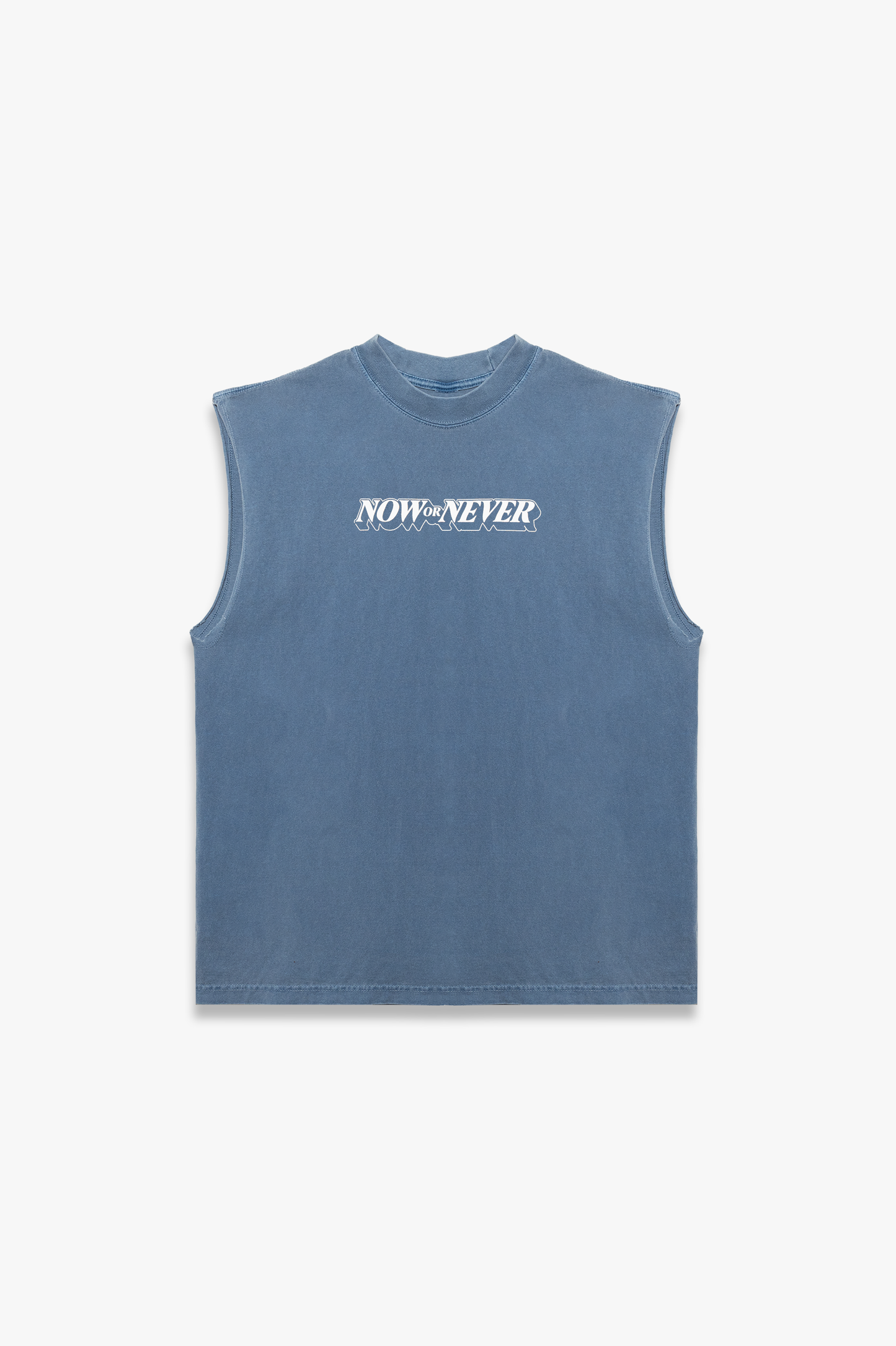 Sleeveless Muscle Tee (Washed Denim)