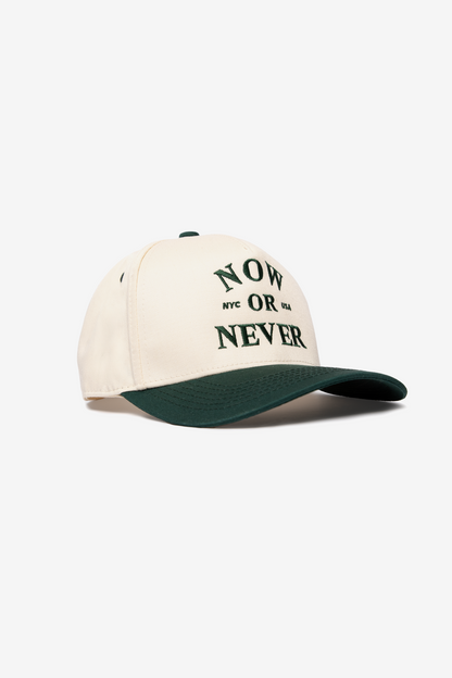 5-Panel Structured Snapback (Cream/Green)