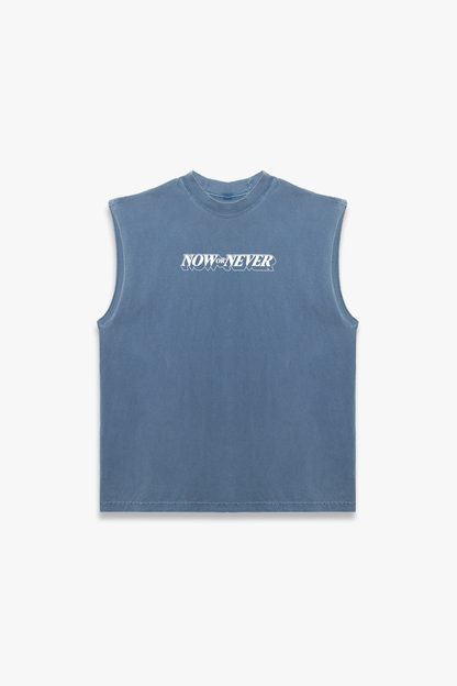 Sleeveless Muscle Tee (Washed Denim)