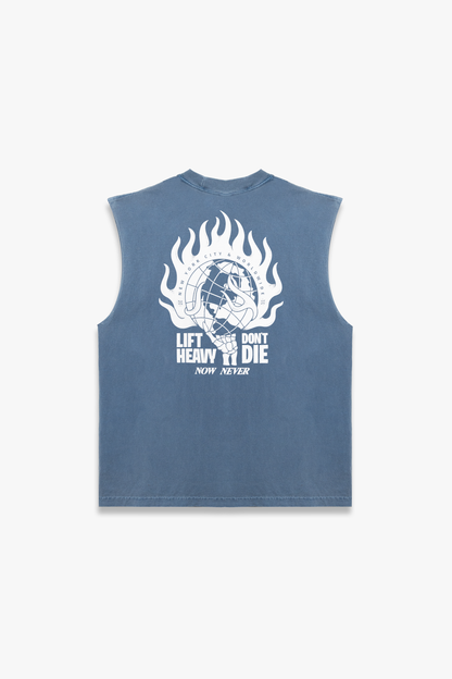 Sleeveless Muscle Tee (Washed Denim)
