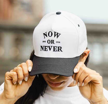 Five Panel Structured Snapback (White/Black)