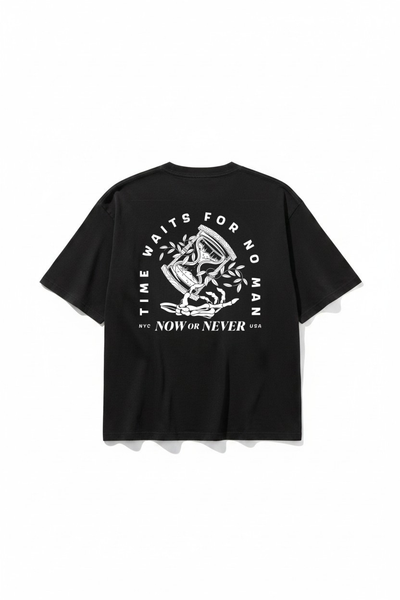 Timeless Oversized Graphic Tee (Black) – Now or Never NYC
