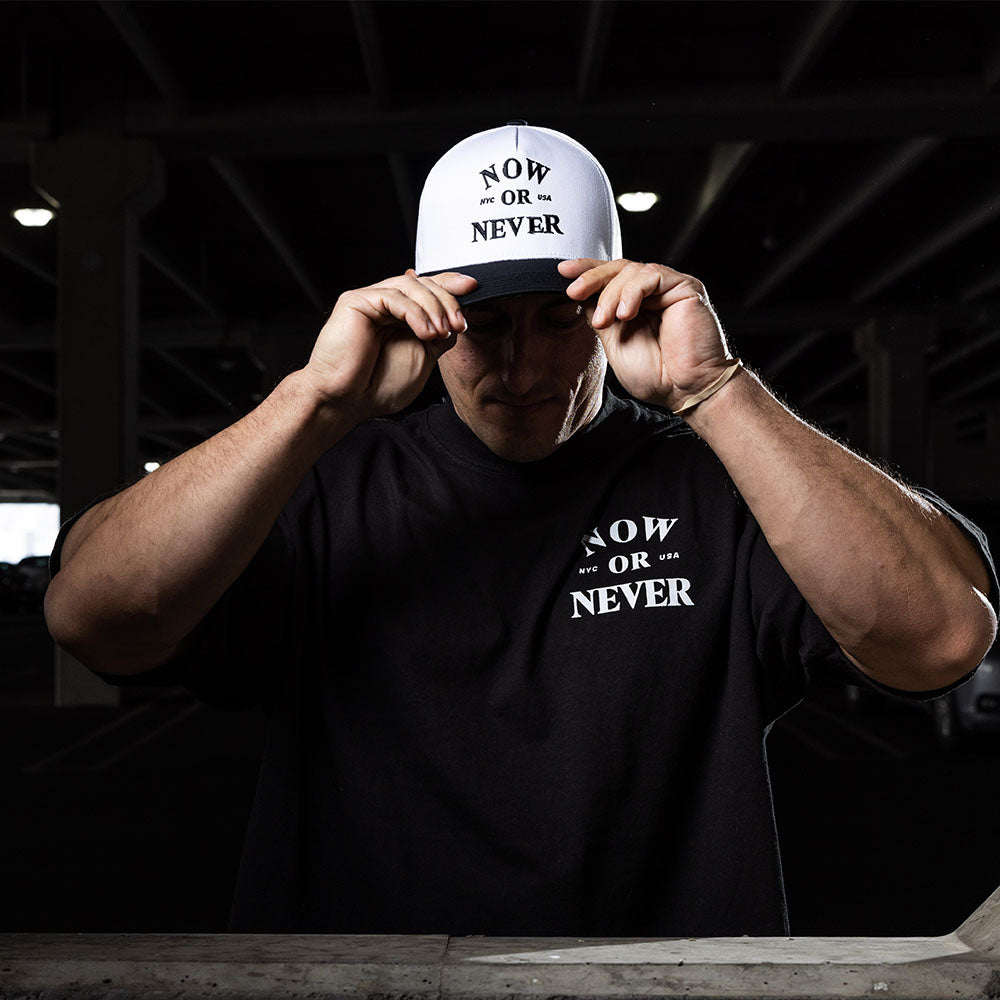Five Panel Structured Snapback (White/Black)